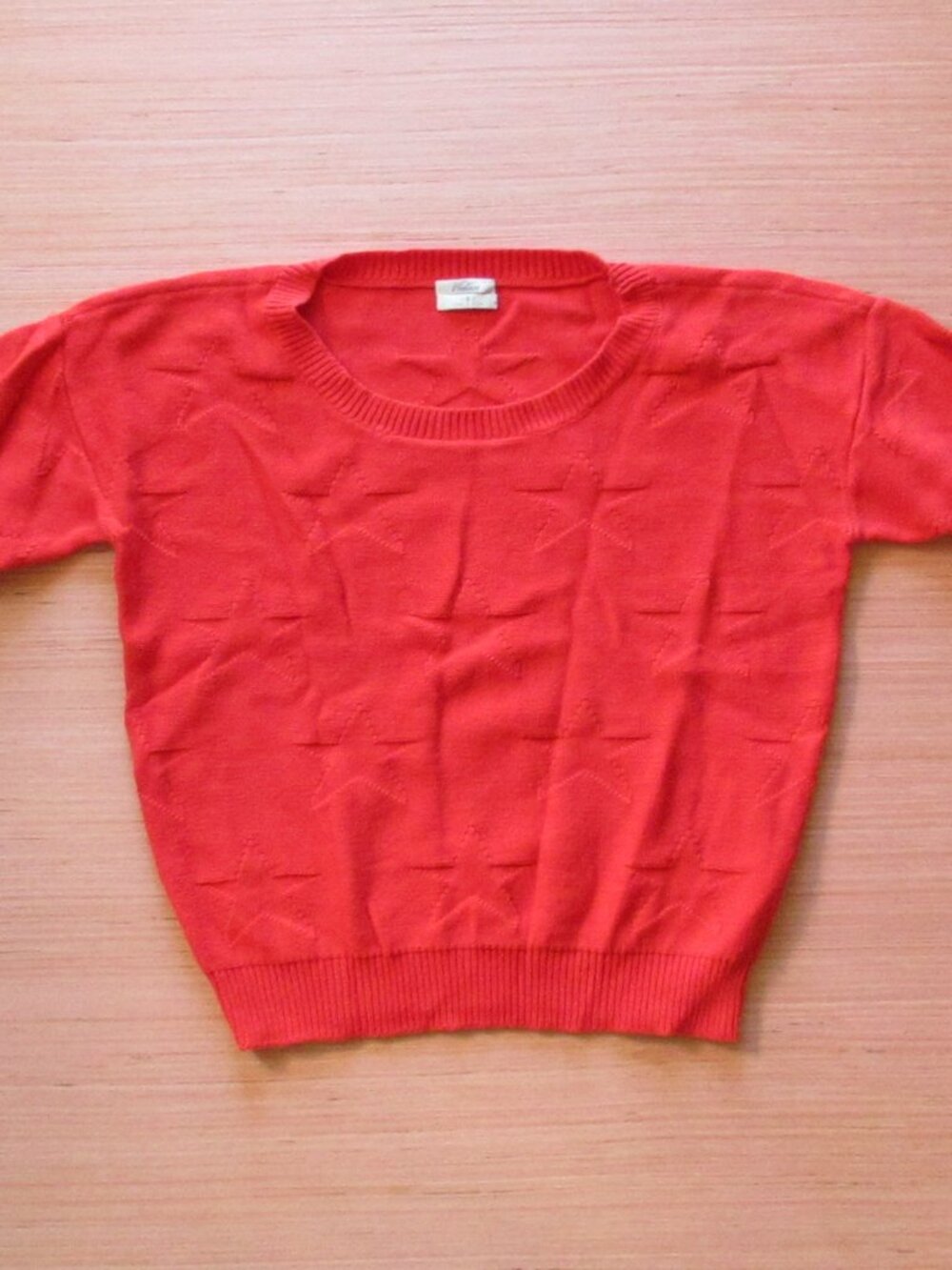 Wallace by Madewell Tomato Red Star Knit Sweater – Women’s Small, 100% Cotton